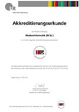 Akkreditierungsurkunde Masterstudiengang Medieninformatik (M.Sc.)