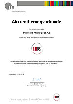 Akkreditierungsurkunde Studiengang Polnische Philologie (B.A.)