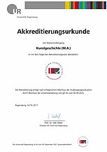 Akkreditierungsurkunde Masterstudiengang Kunstgeschichte (M.A.)