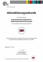 Akkreditierungsurkunde Bachelorstudiengang Deutsch-Polnische Studien (B.A.)
