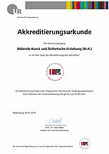Akkreditierungsurkunde Masterstudiengang Bildende Kunst und Ästhetische Erziehung (M.A.)