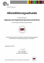 Akkreditierungsurkunde Masterstudiengang Allgemeine und Vergleichende Sprachwissenschaft (M.A.)