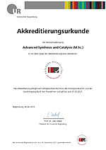 Akkreditierungsurkunde Advanced Synthesis and Catalysis M.Sc.