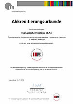 Akkreditierungsurkunde Bachelorstudiengang Evangelische Theologie (B.A.)