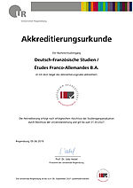 Akkreditierungsurkunde Studiengang Deutsch-Französische Studien/Études Franco-Allemandes (B.A.)